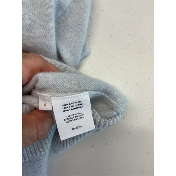 Naadam Women's light blue cold shoulder Cashmere Sweater mock neck - Picture 4 of 11